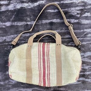 NEW free people Duffel jute linen weekender BAG